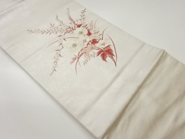 草花に流水模様刺繍名古屋帯